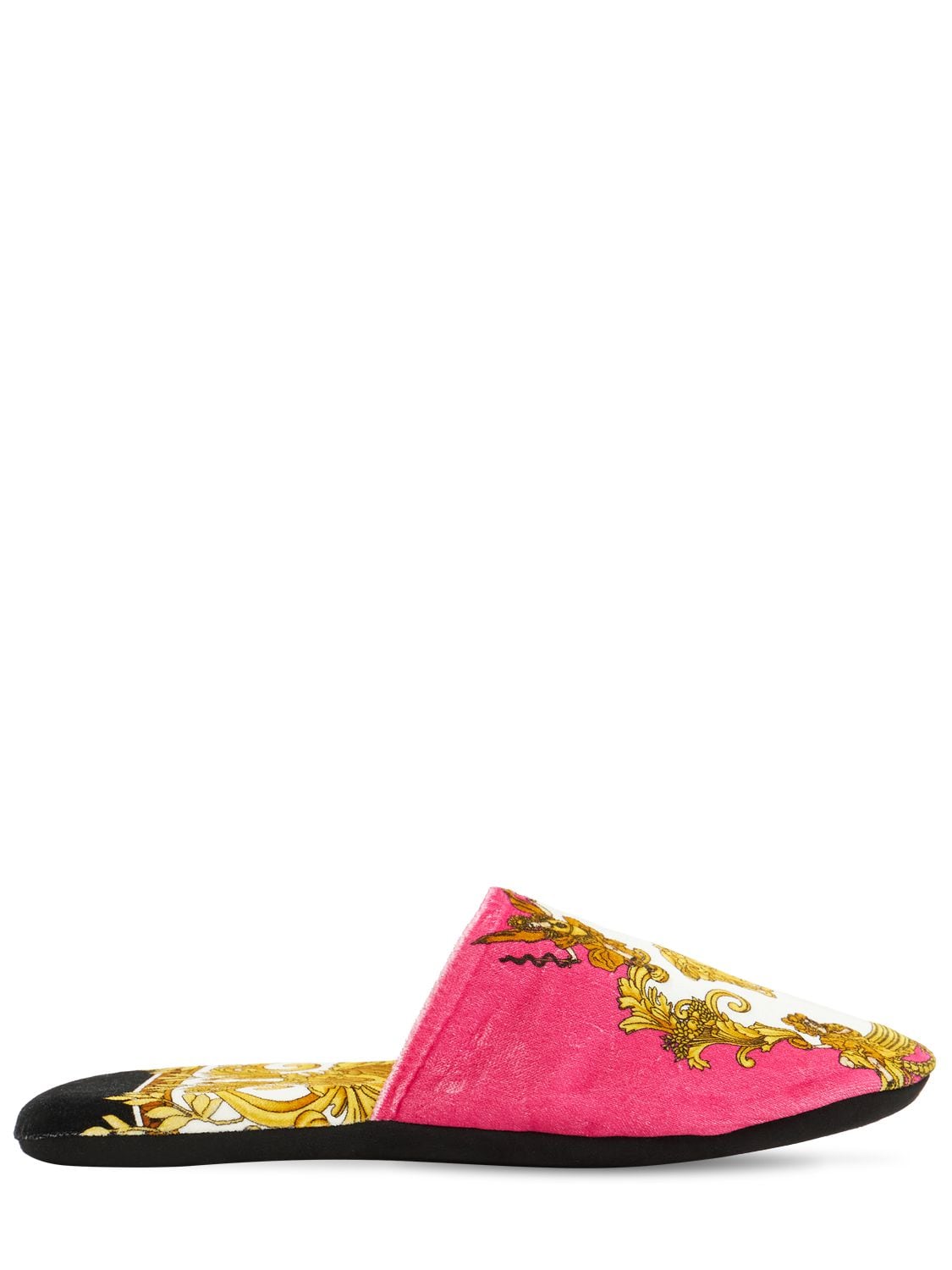 Versace Cotton Slippers In Fuchsia,gold