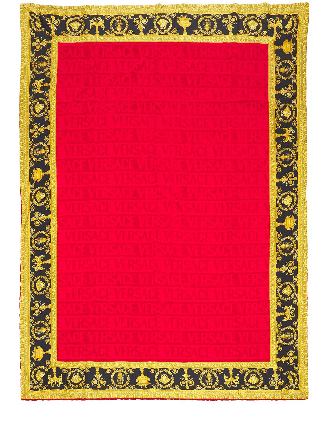 Shop Versace Barocco & Robe Printed Beach Towel In Red,gold