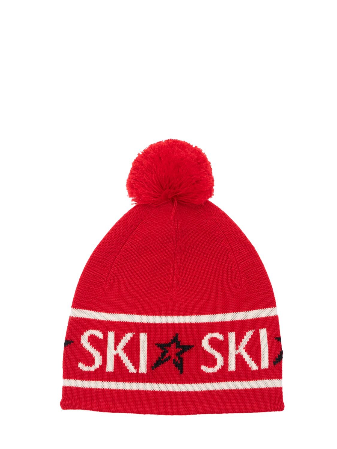 Perfect Moment Ski Merino Wool Beanie In Red