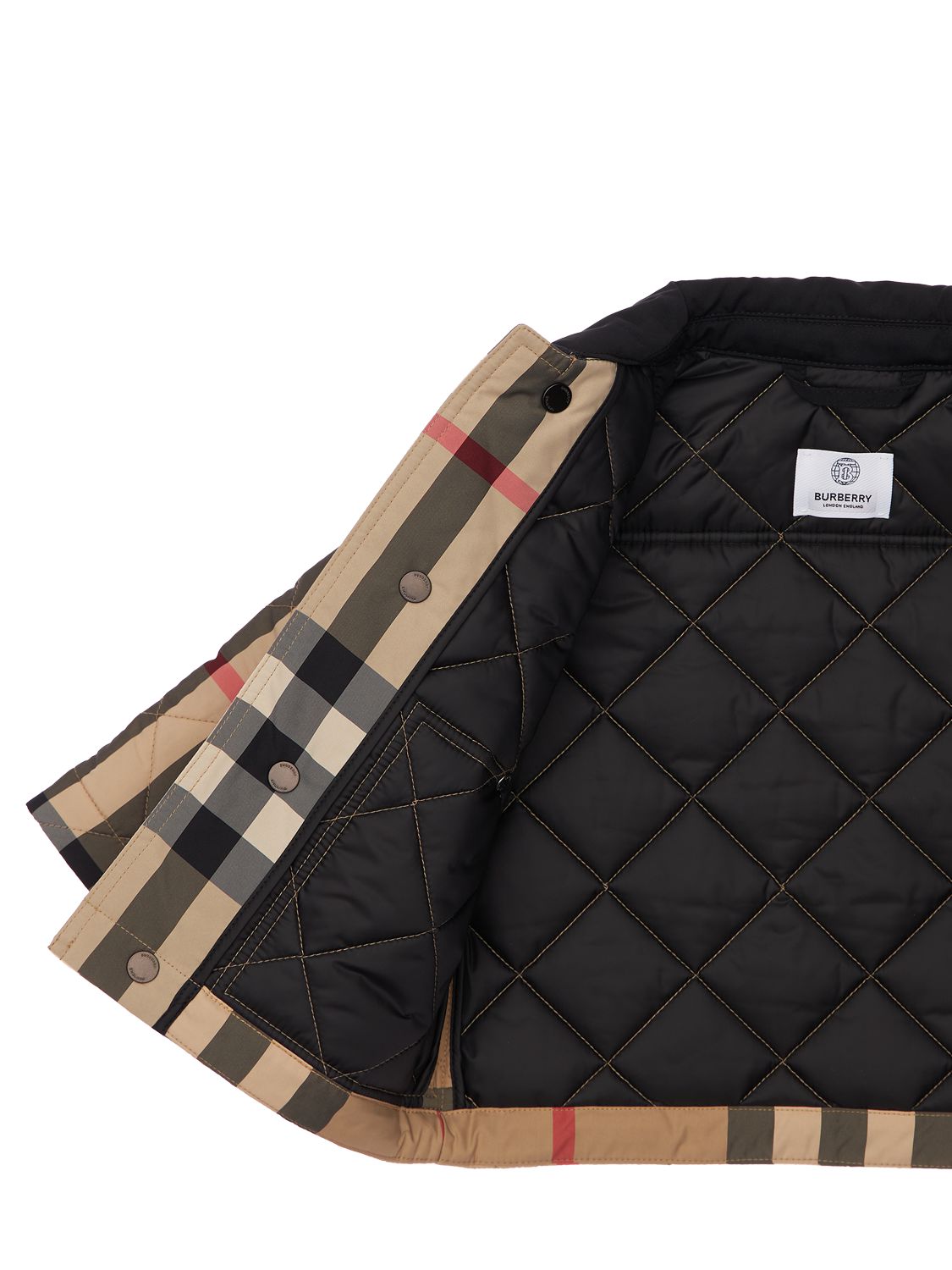 Shop Burberry Check Print Quilted Nylon Puffer Jacket In Beige