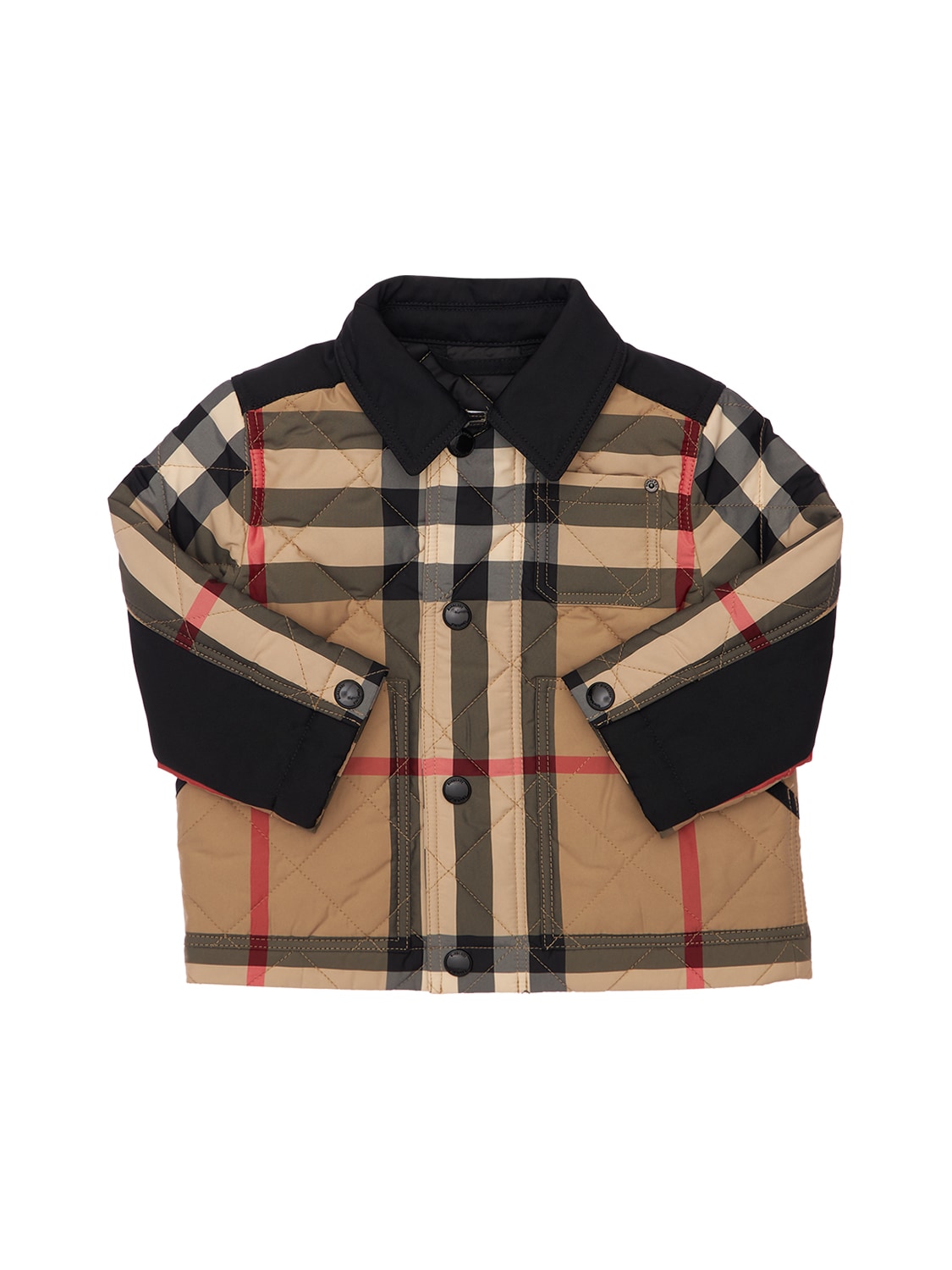 Shop Burberry Check Print Quilted Nylon Puffer Jacket In Beige
