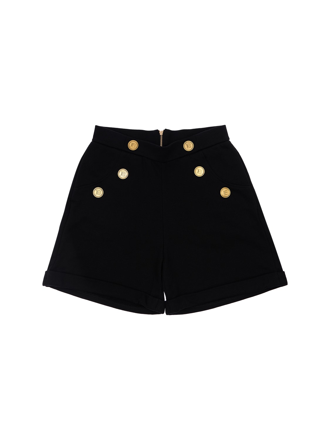 Balmain Yellow Decorative Button Shorts In Black