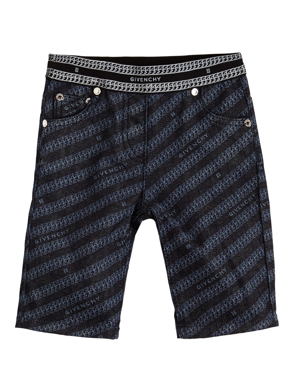 Givenchy Kids' All Over Print Cotton Denim Jeans In Blue