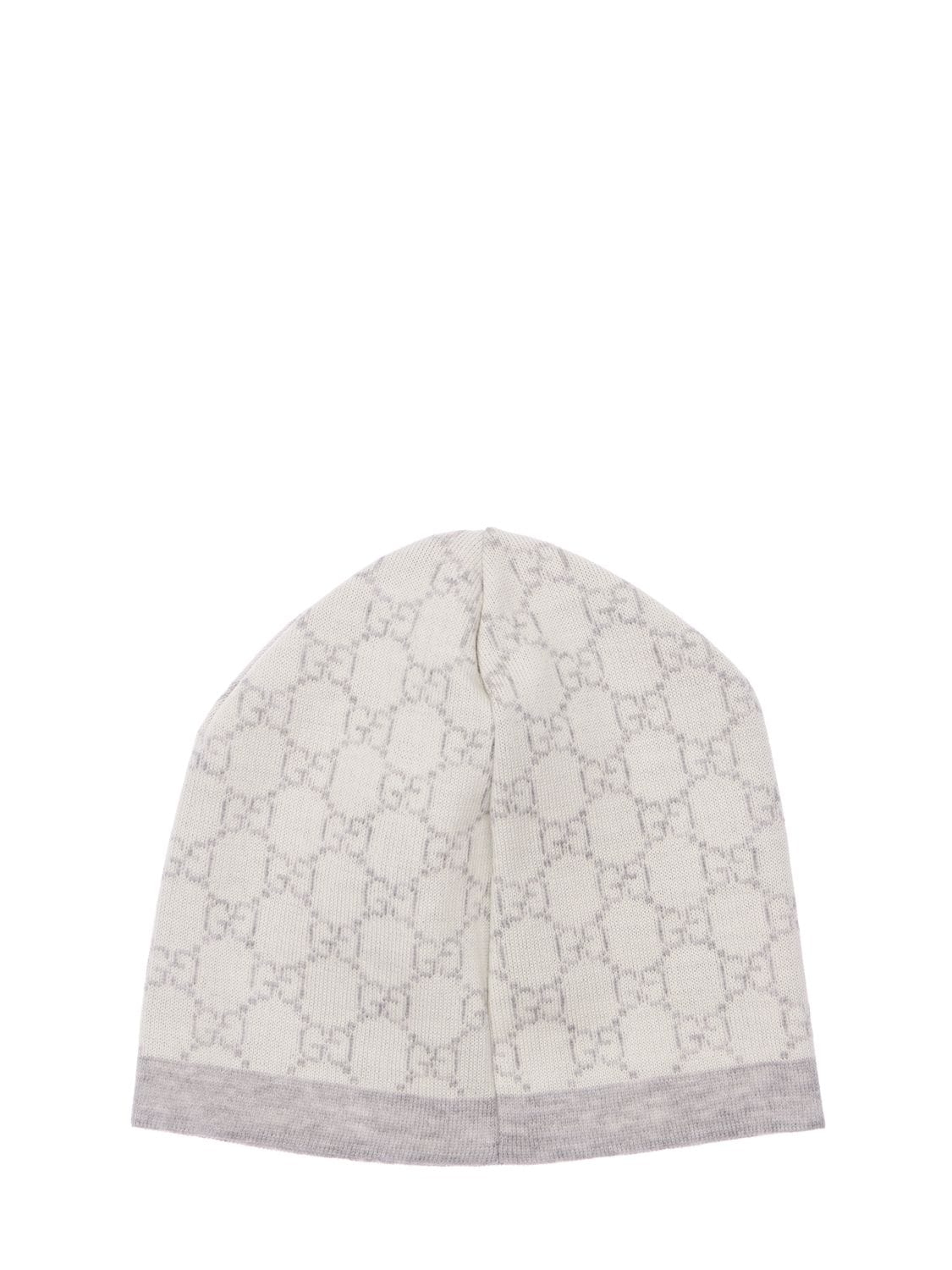 Gucci Babies' Logo Jacquard Wool Hat In Grey