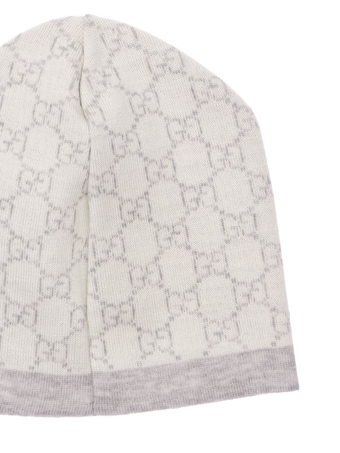 Shop Gucci Gg Wool Knit Hat In Grey