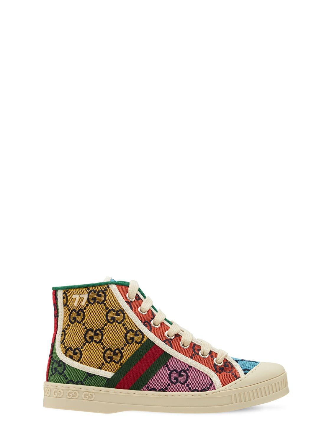 Gucci Kids' Gg Supreme Cotton Lace-up Sneakers In Blue | ModeSens