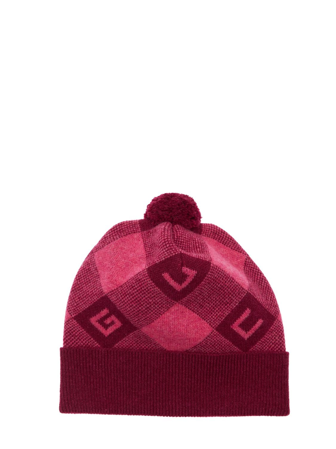 Gucci Babies' Gg Logo Wool Hat W/ Pompom In 와인색