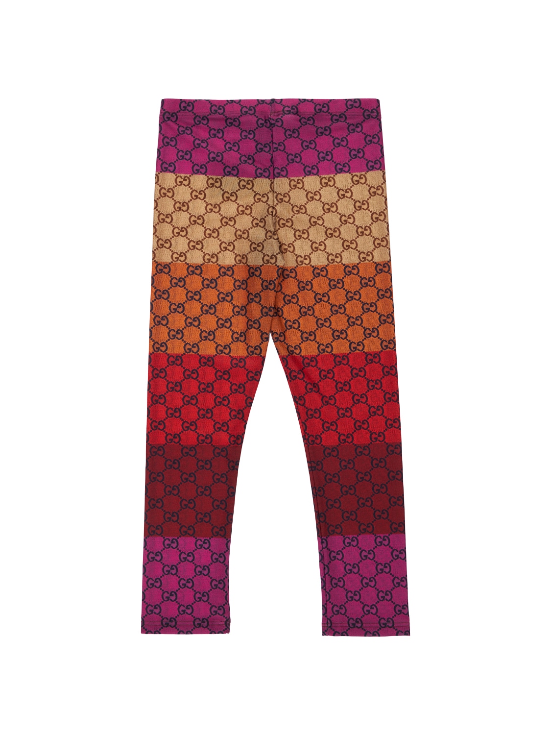 Gucci Babies' Gg Star Print Vichy Lycra Leggings In Pink,orange
