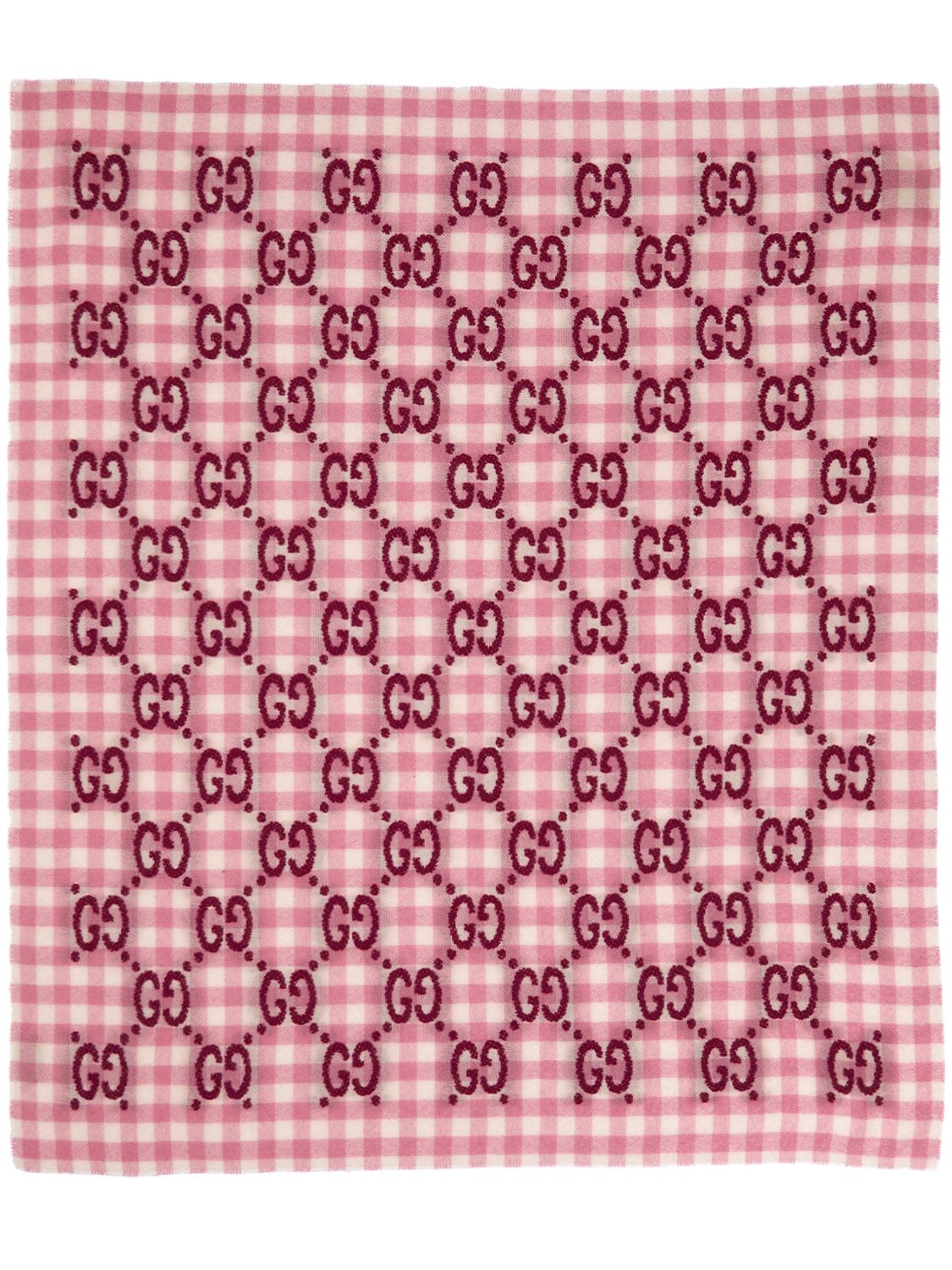 Gucci Gg Logo Diamin B 90x Wool Blend Blanket In Pink