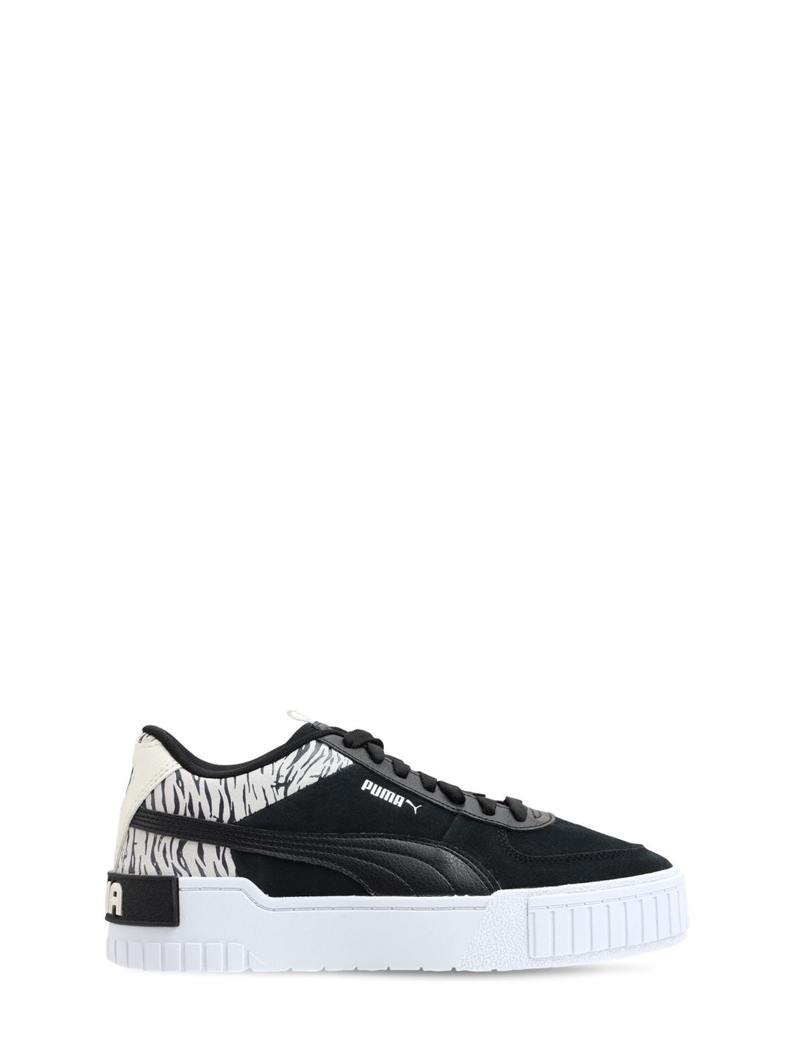 Puma Cali Sport Roar Lace-up Leather Sneakers In Black,white