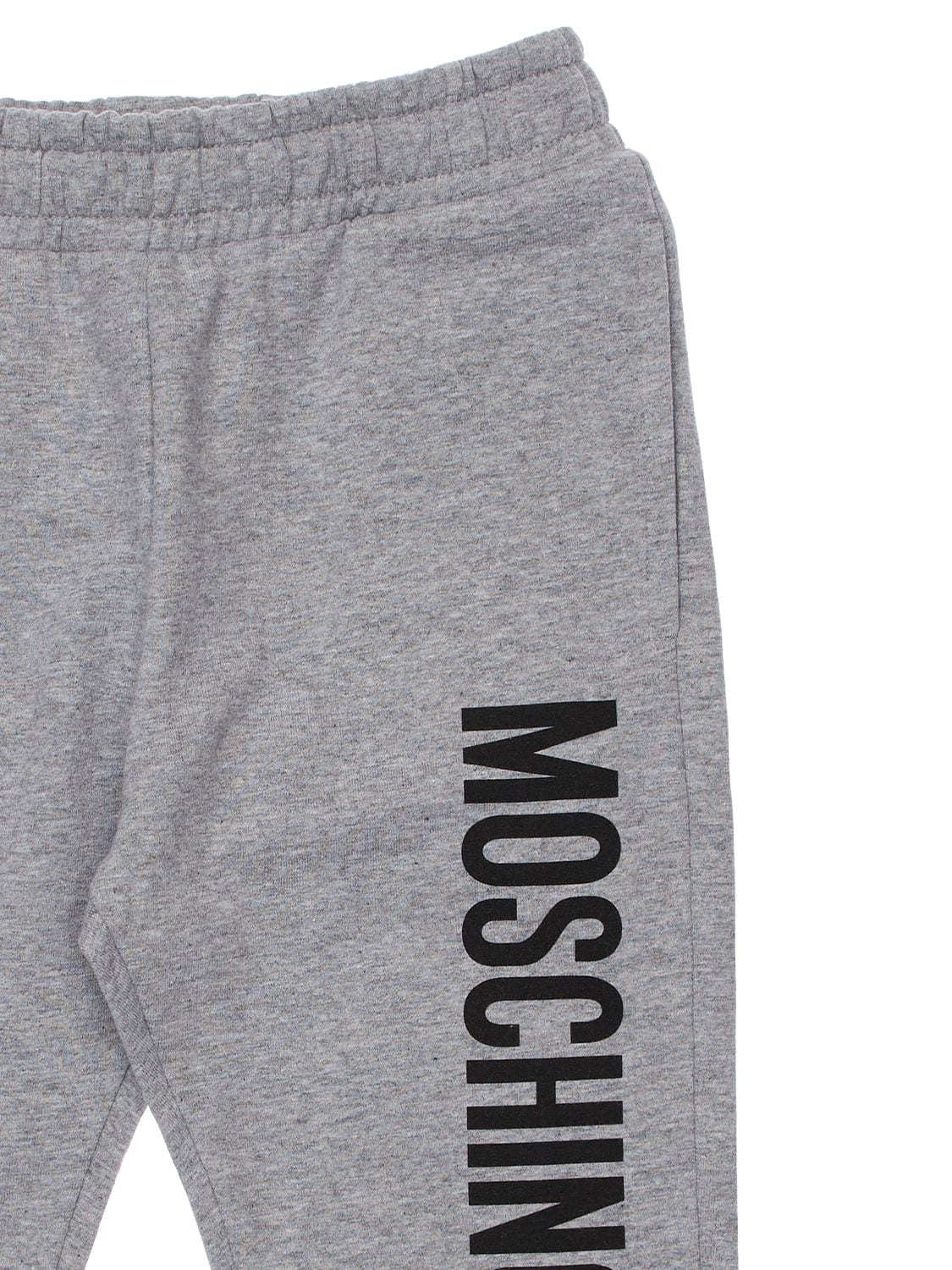 Shop Moschino Logo Print Cotton Sweatpants In Grey