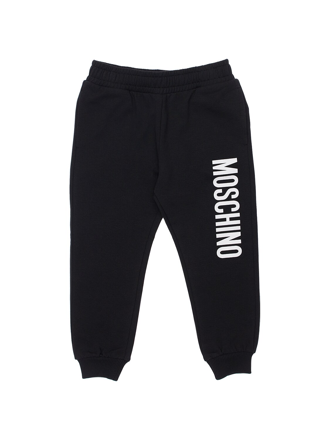 Moschino Kids' Logo Print Cotton Sweatpants In Black