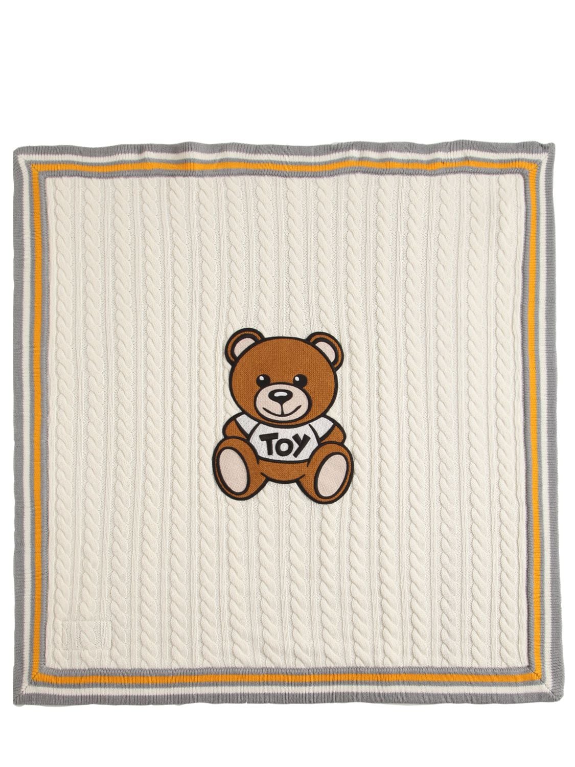 Moschino Kids' Toy Patch Wool Blend Blanket In Off White