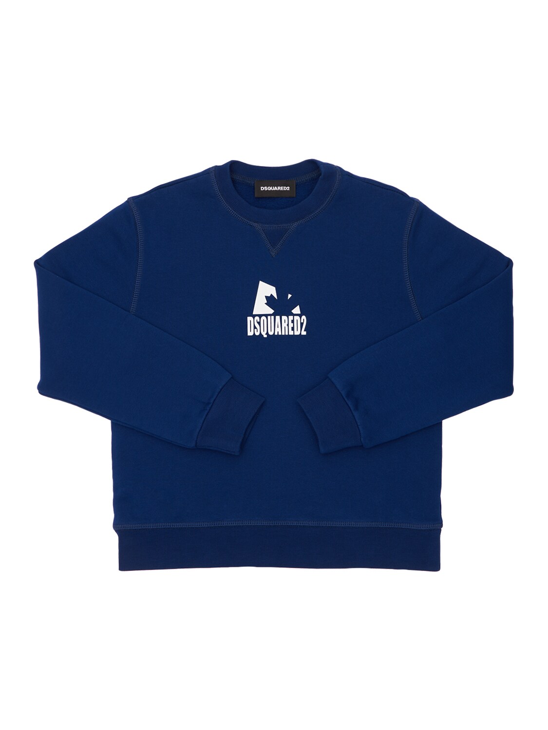 Dsquared2 Kids' Logo Print Cotton Sweatshirt In Navy