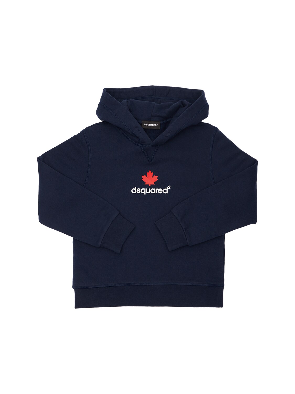 Dsquared2 Kids' Rubberized Logo Cotton Sweatshirt Hoodie In Navy