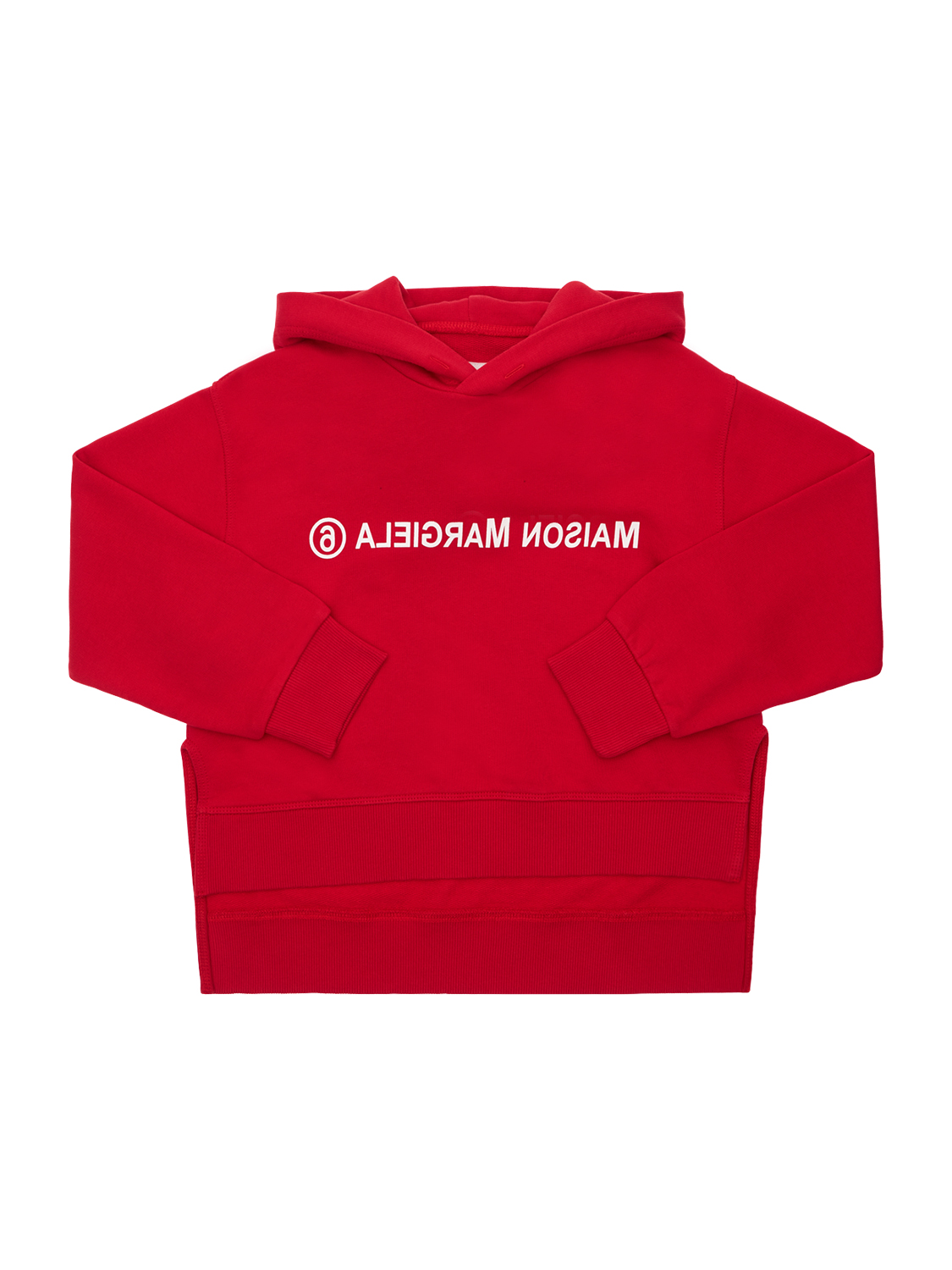 Mm6 Maison Margiela Teen Logo-print Rib-trimmed Hoodie In Red