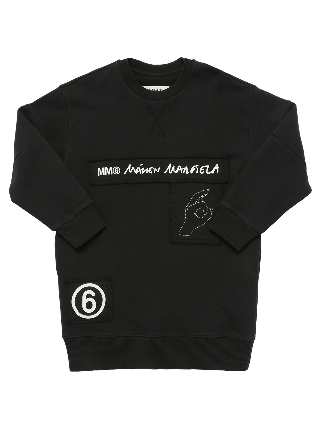 Mm6 Maison Margiela Teen Logo-print Cotton Sweatshirt Dress In 블랙