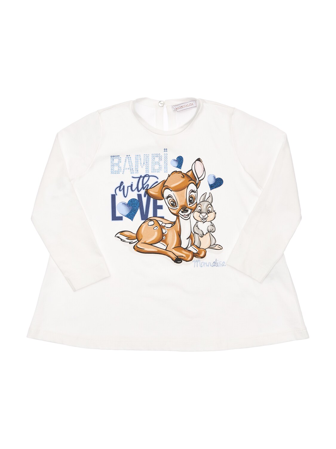 Monnalisa Kids' Bambi & Thumper Print Jersey T-shirt In White