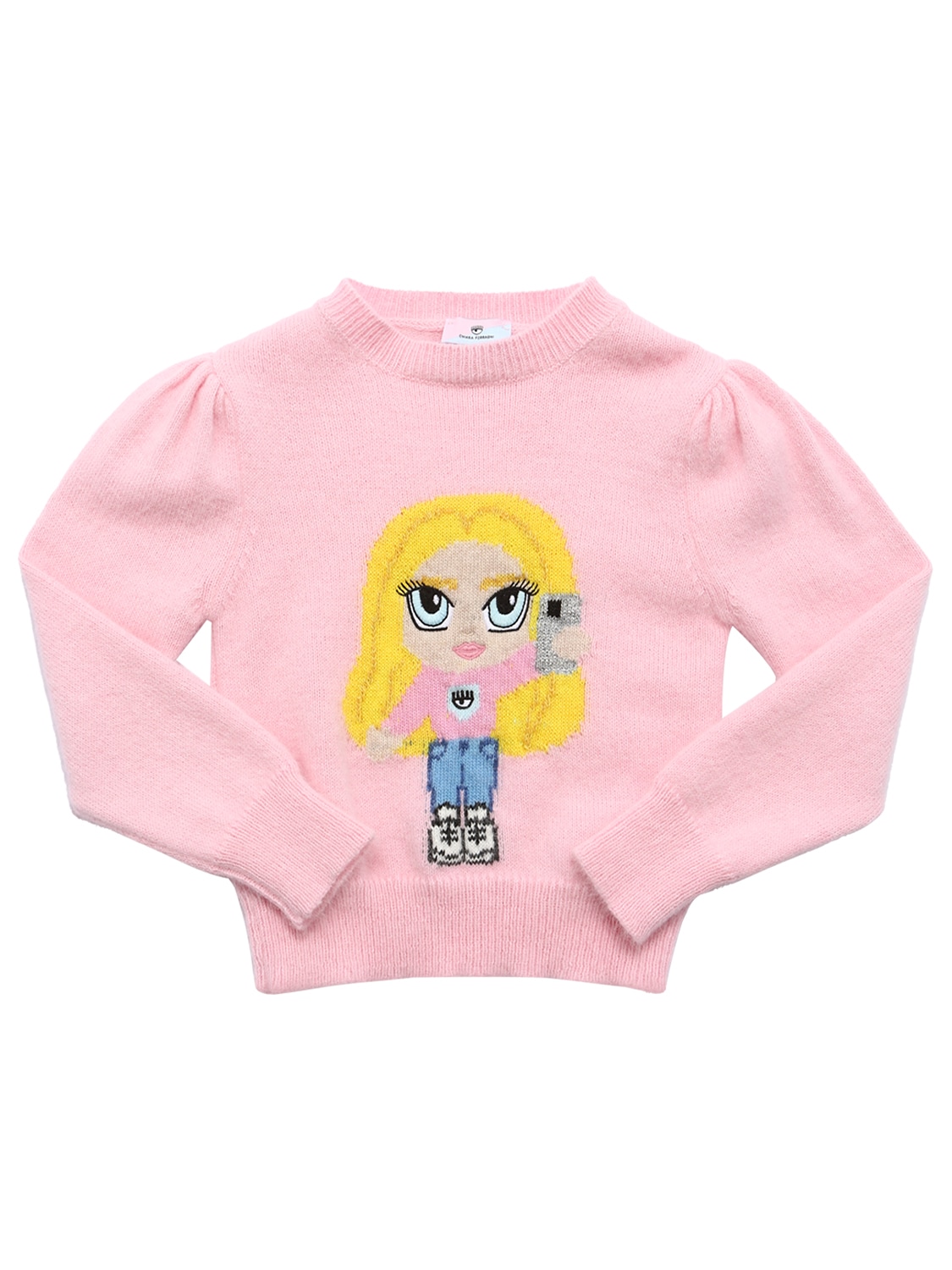 Chiara Ferragni Kids' Cf Mascotte Angora Blend Knit Sweater In Rosa Fairytale