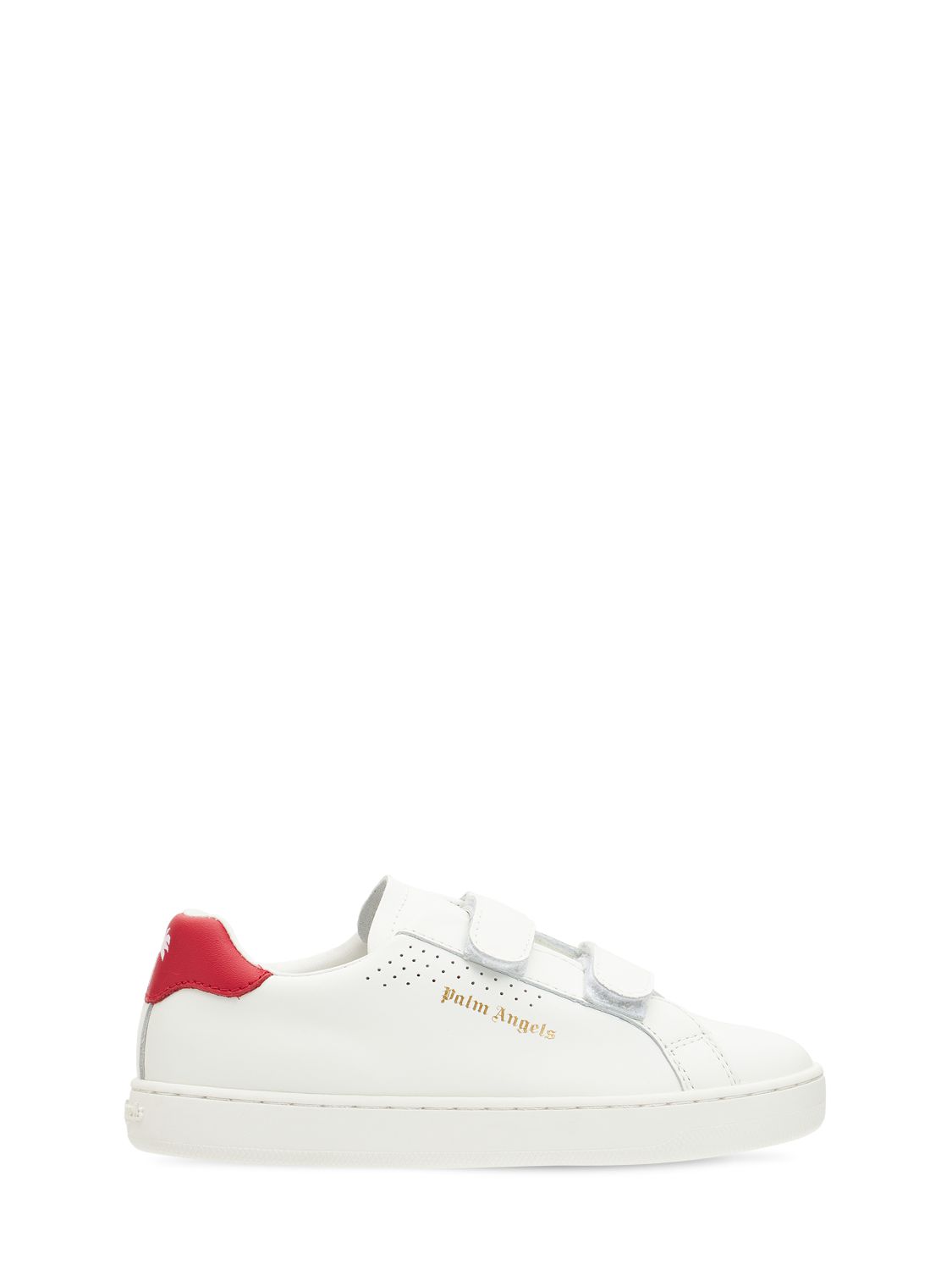 Palm Angels Logo-print Touch-strap Sneakers In White,red