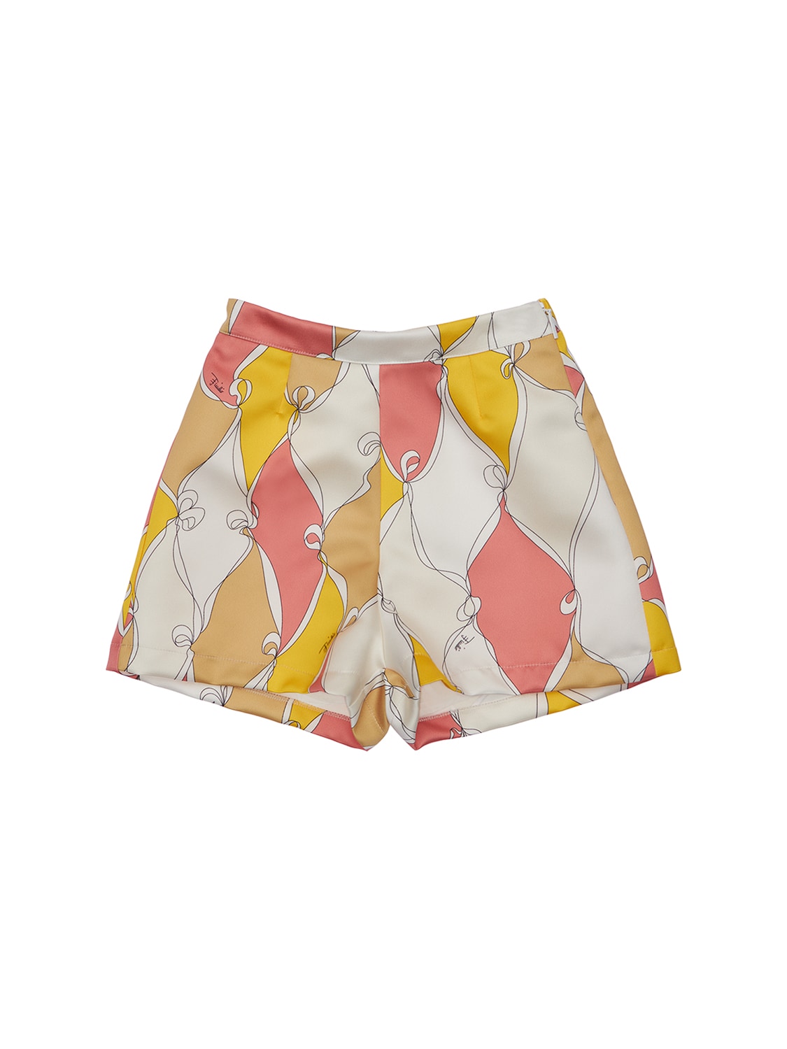 Emilio Pucci Kids' All Over Print Satin Shorts In Multicolor