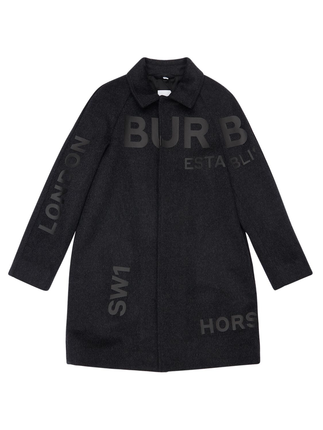 Burberry Kids' Logo Virgin Wool & Cashmere Coat In Dark Grey