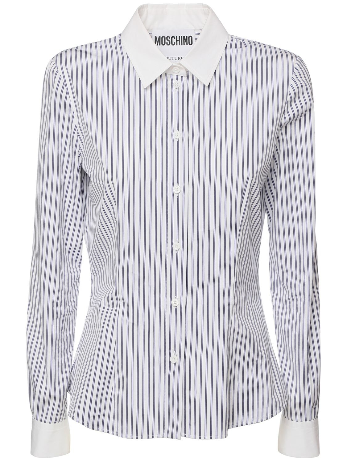 MOSCHINO COTTON POPLIN STRIPED SHIRT,74I1JW004-QTIWMDI1