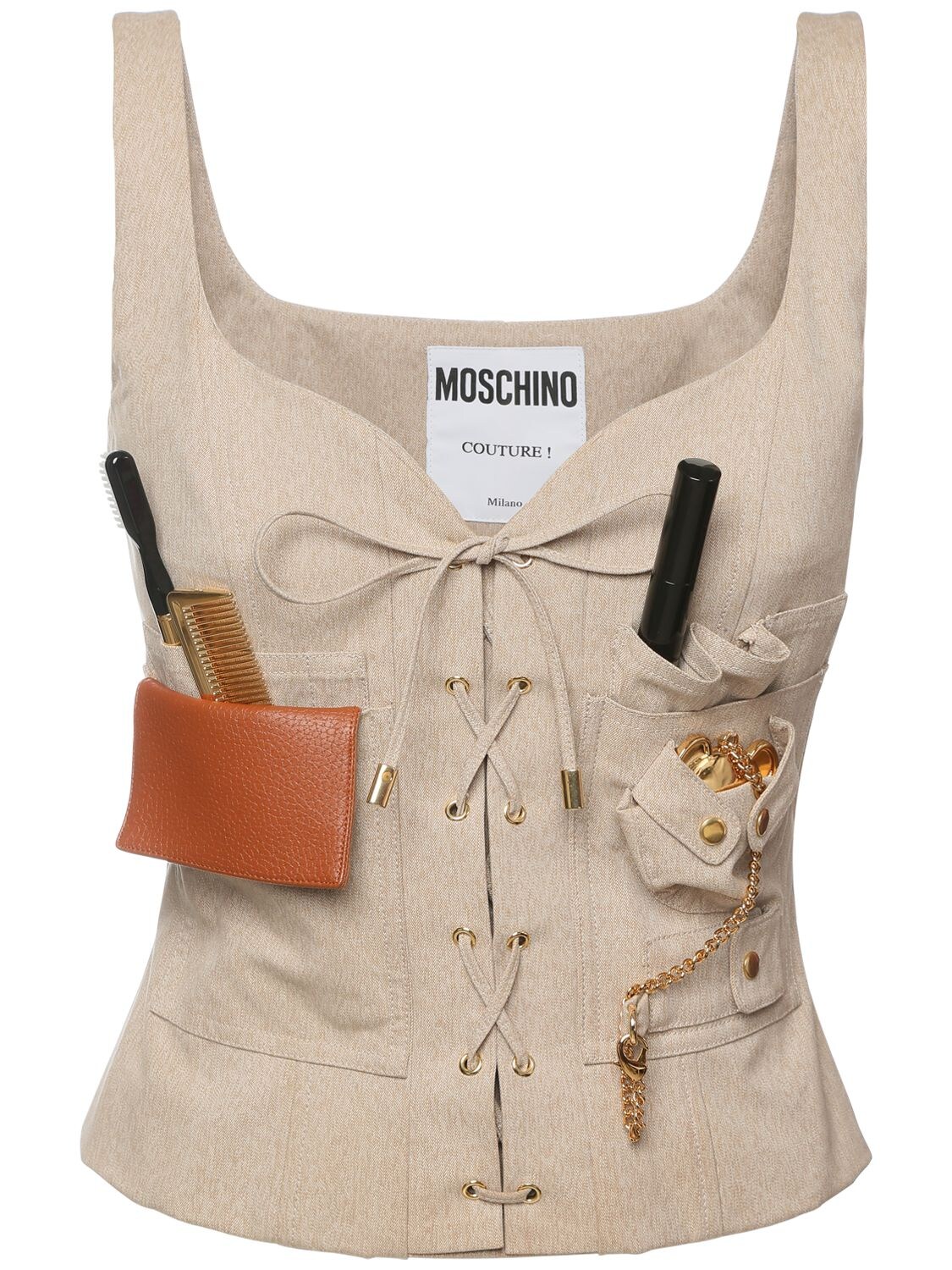 MOSCHINO COTTON GABARDINE SURVIVER KIT BUSTIER,74I1JW034-QTAWODQ1