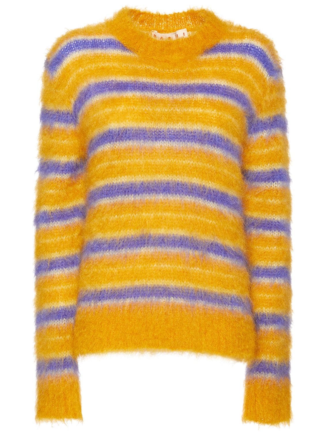 Marni - Striped mohair blend crewneck sweater - Multicolor | Luisaviaroma