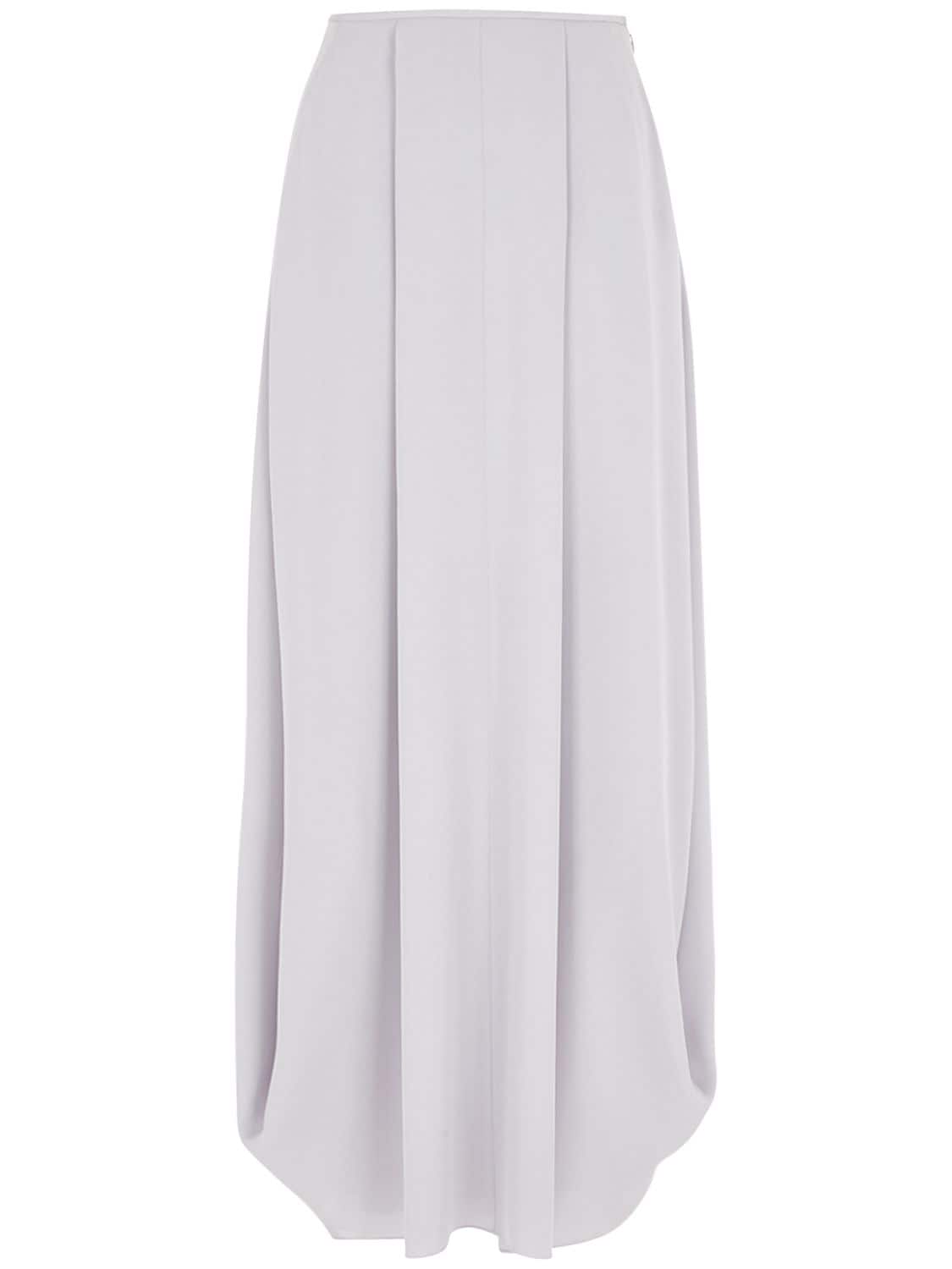 Giorgio Armani Georgette Asymmetric Silk Long Skirt In Light Grey ...