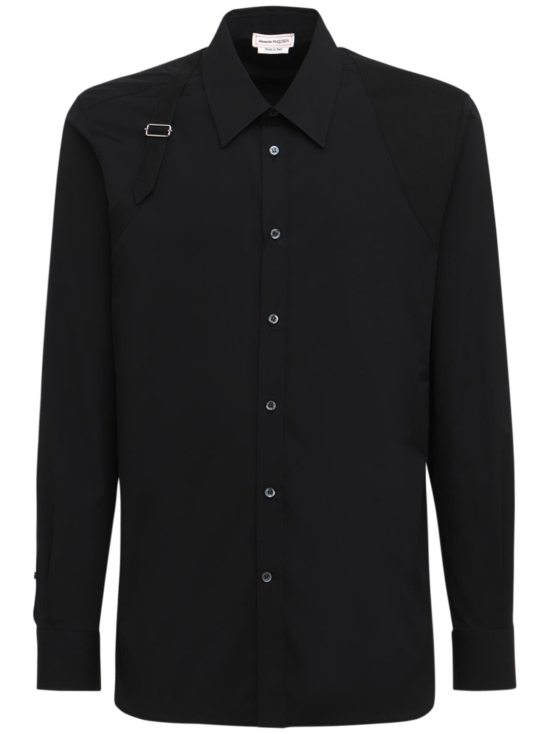 Shop Alexander Mcqueen Stretch Cotton Shirt W/ Harness In Black