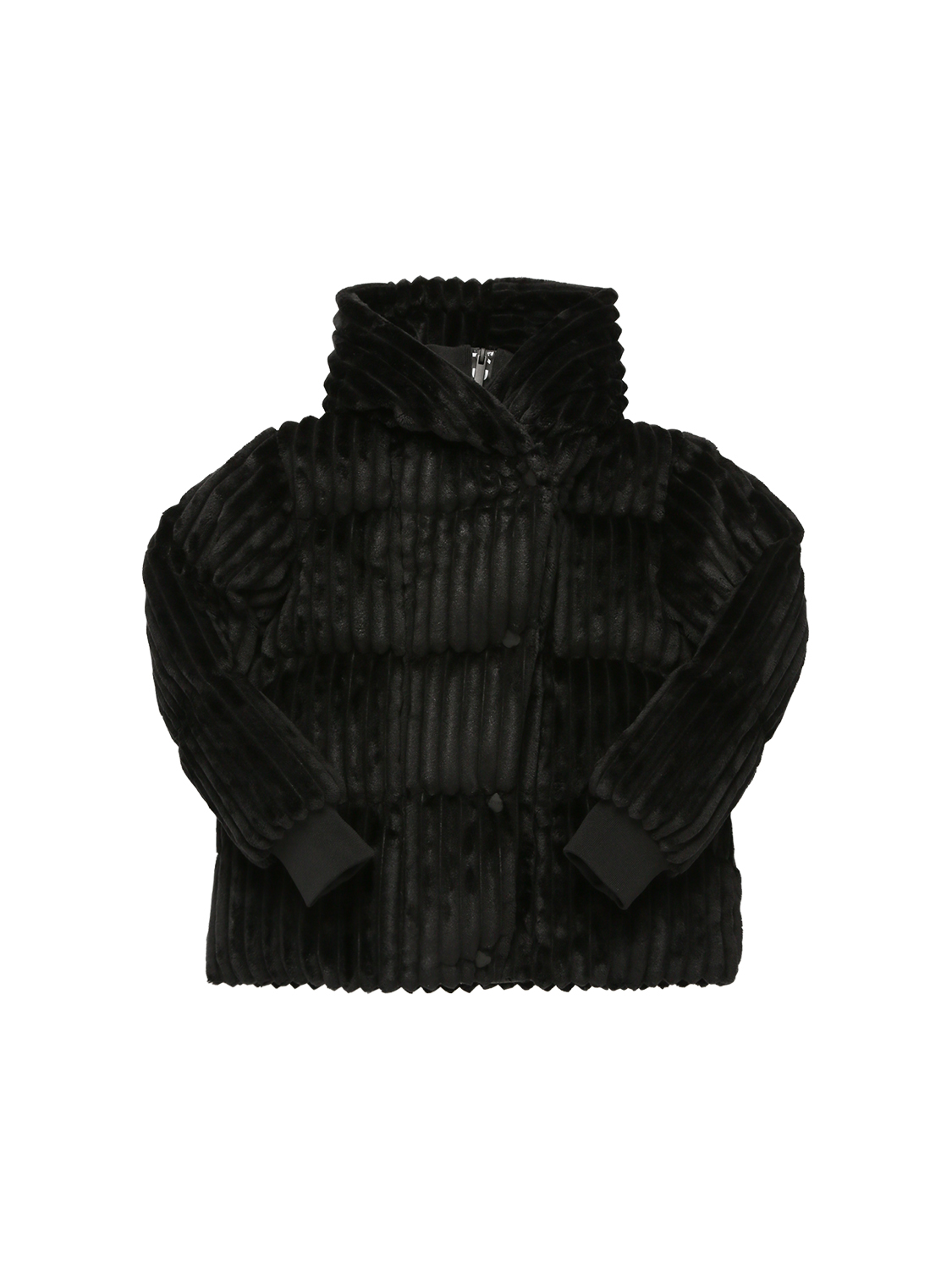 Gepolsterte Jacke Aus Geripptem Kunstpelz
