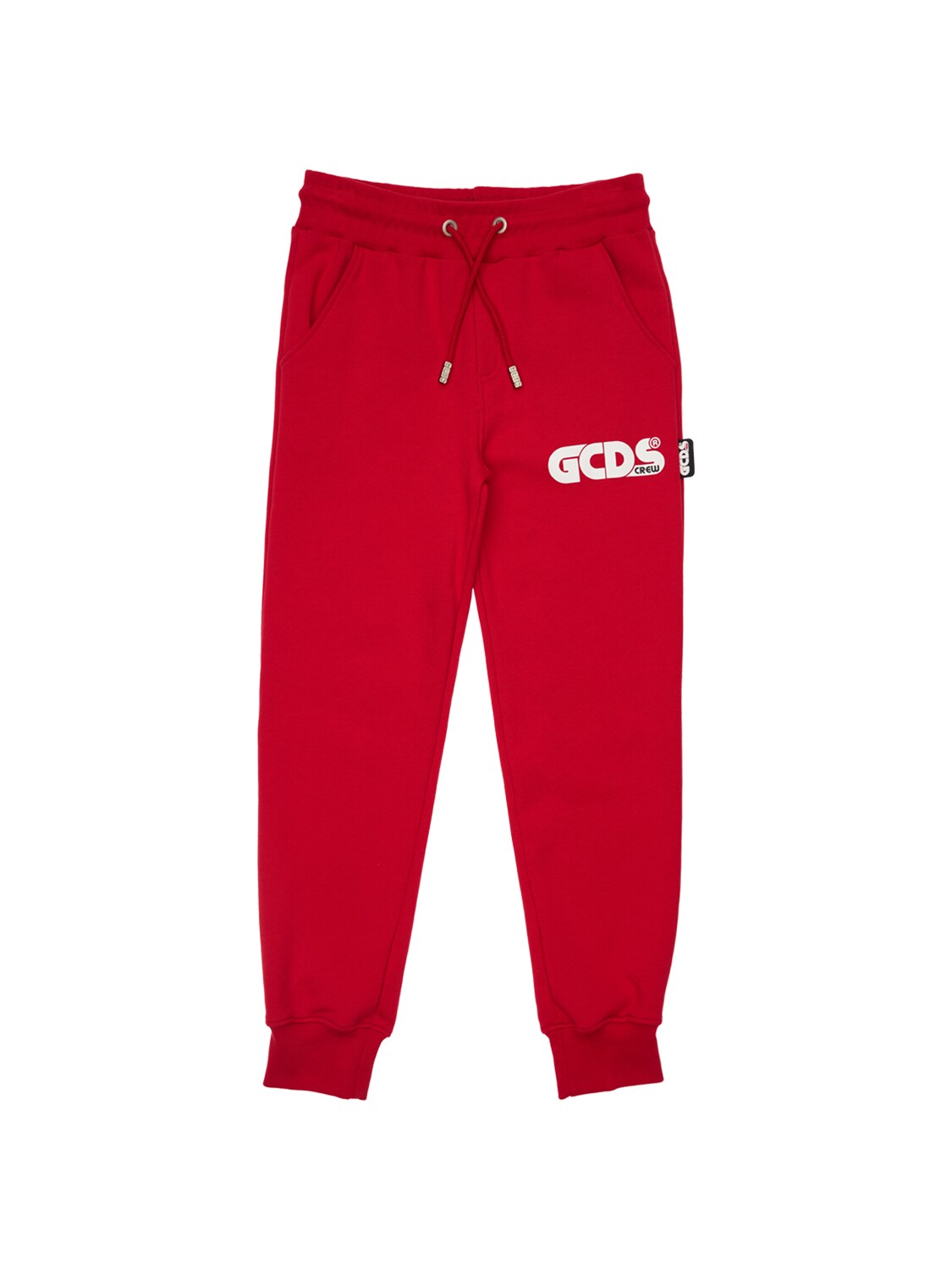 Gcds Kids' Printed Logo Cotton Sweatpants In Red