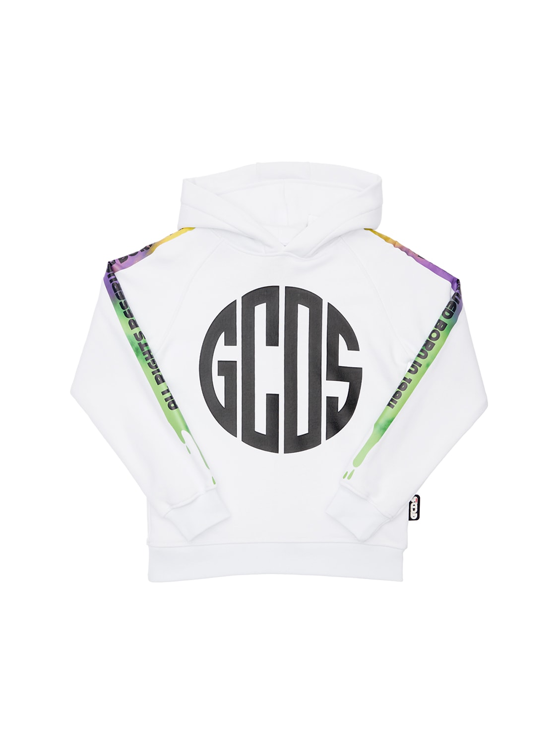 Gcds Kids' Printed Logo Cotton Sweatshirt Hoodie In 白色