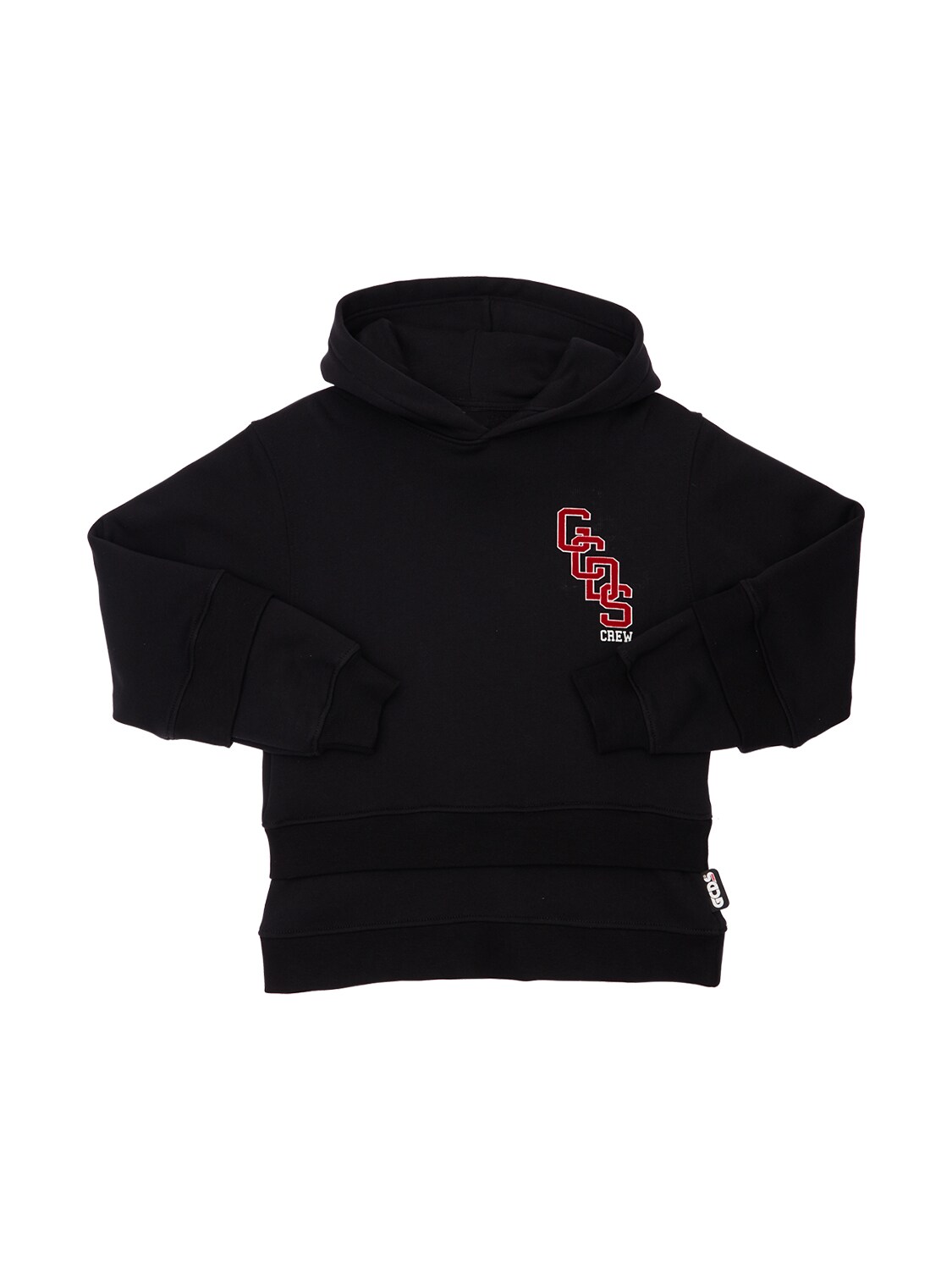 Gcds Kids' Flocked Logo Cotton Sweatshirt Hoodie In Black