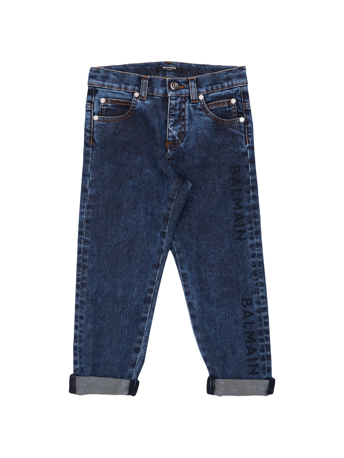 Balmain Kids' Stretch Cotton Jeans In Denim