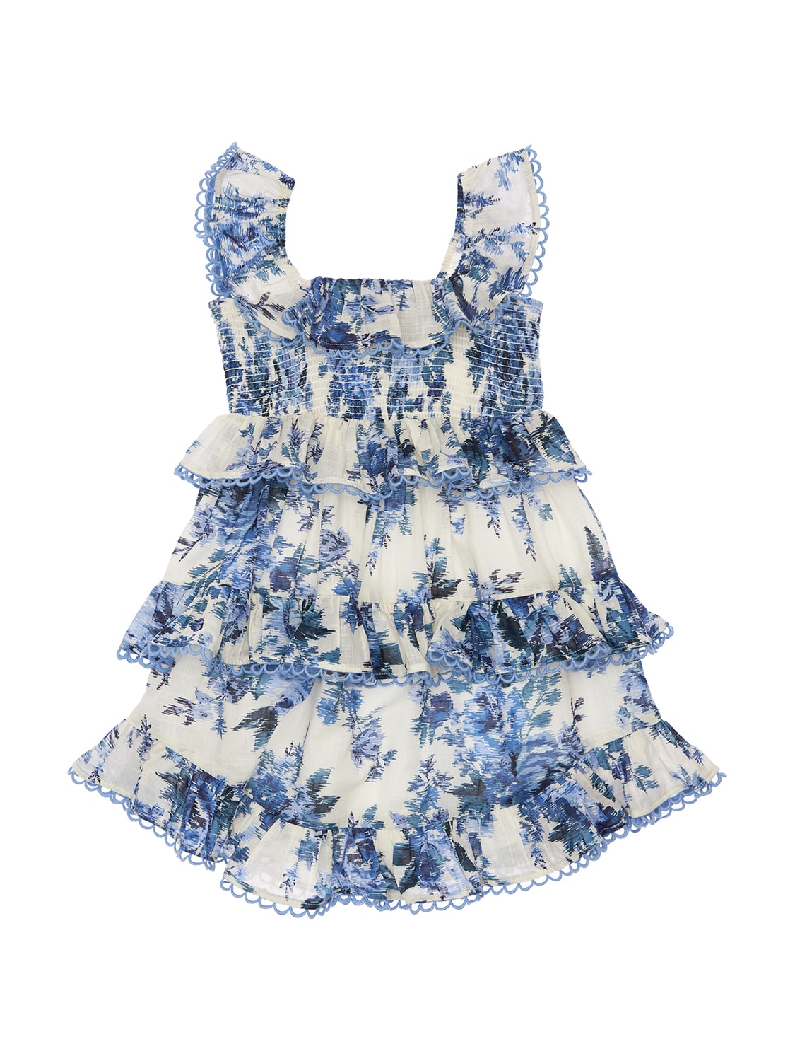 Zimmermann - Flower print layered cotton dress - Blue | Luisaviaroma