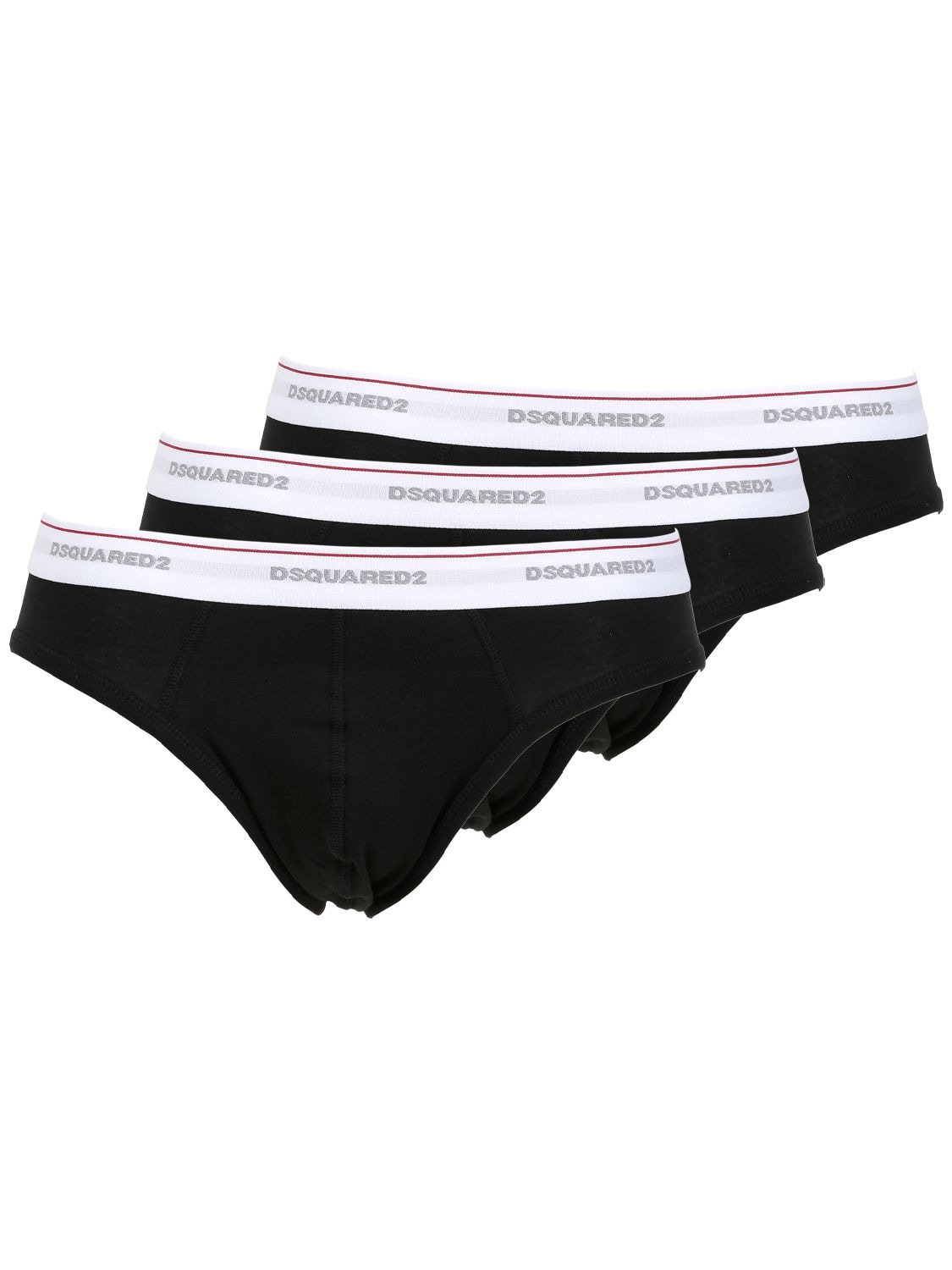 Dsquared2 Underwear Pack Of 3 Logo Cotton Jersey Briefs In Black