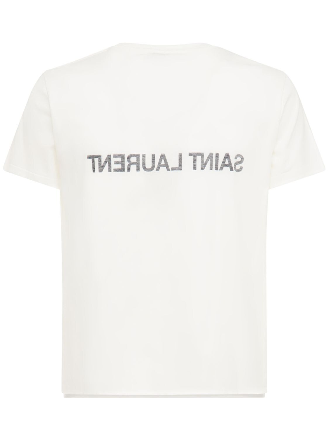 Shop Saint Laurent Printed Cotton T-shirt In White