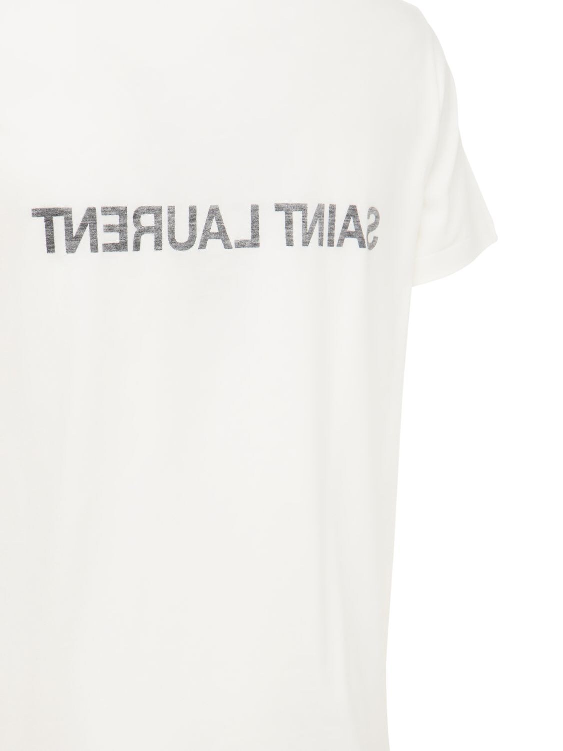 Shop Saint Laurent Printed Cotton T-shirt In White