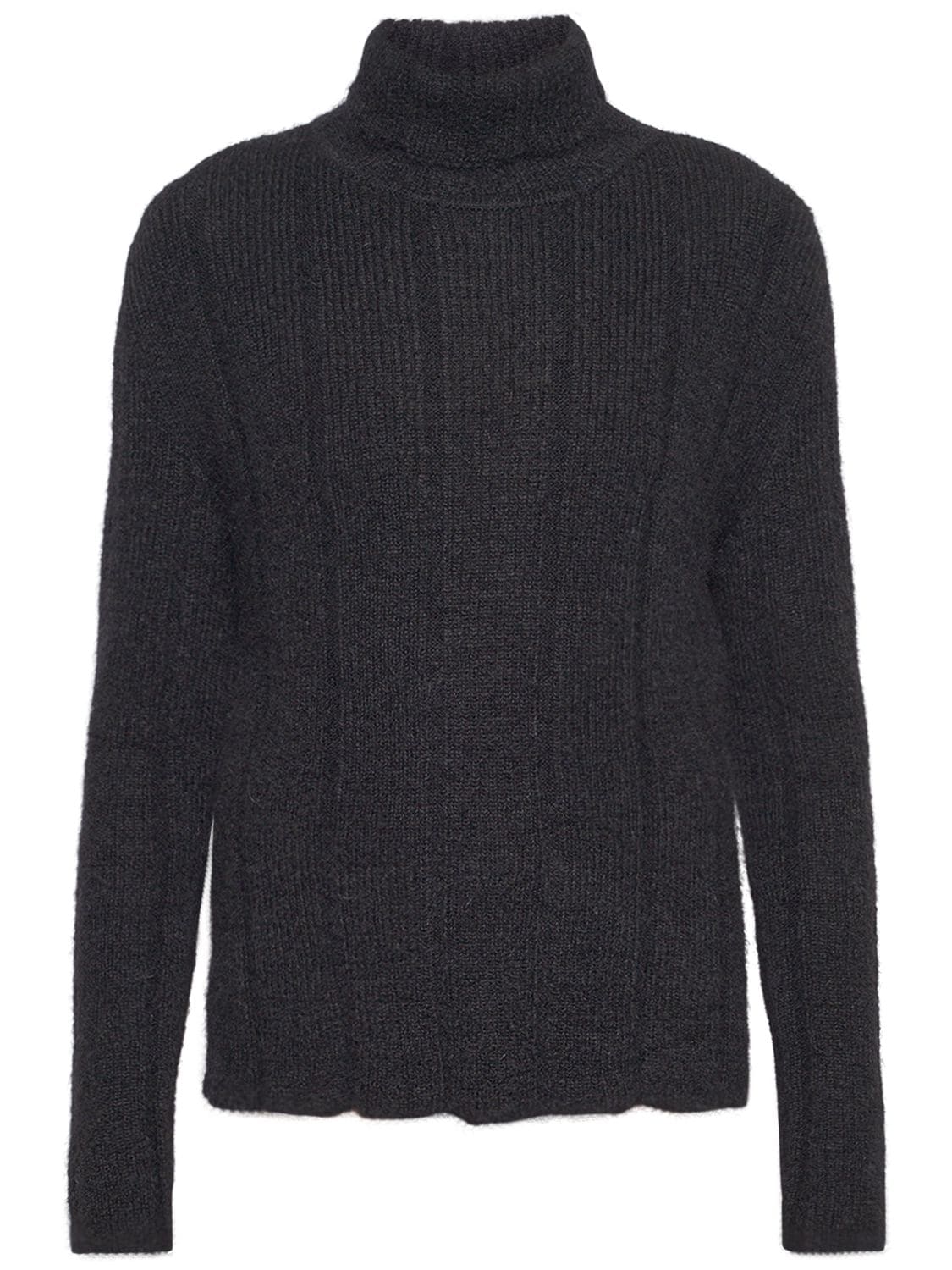 Saint Laurent Mohair Blend Knit Sweater In Black
