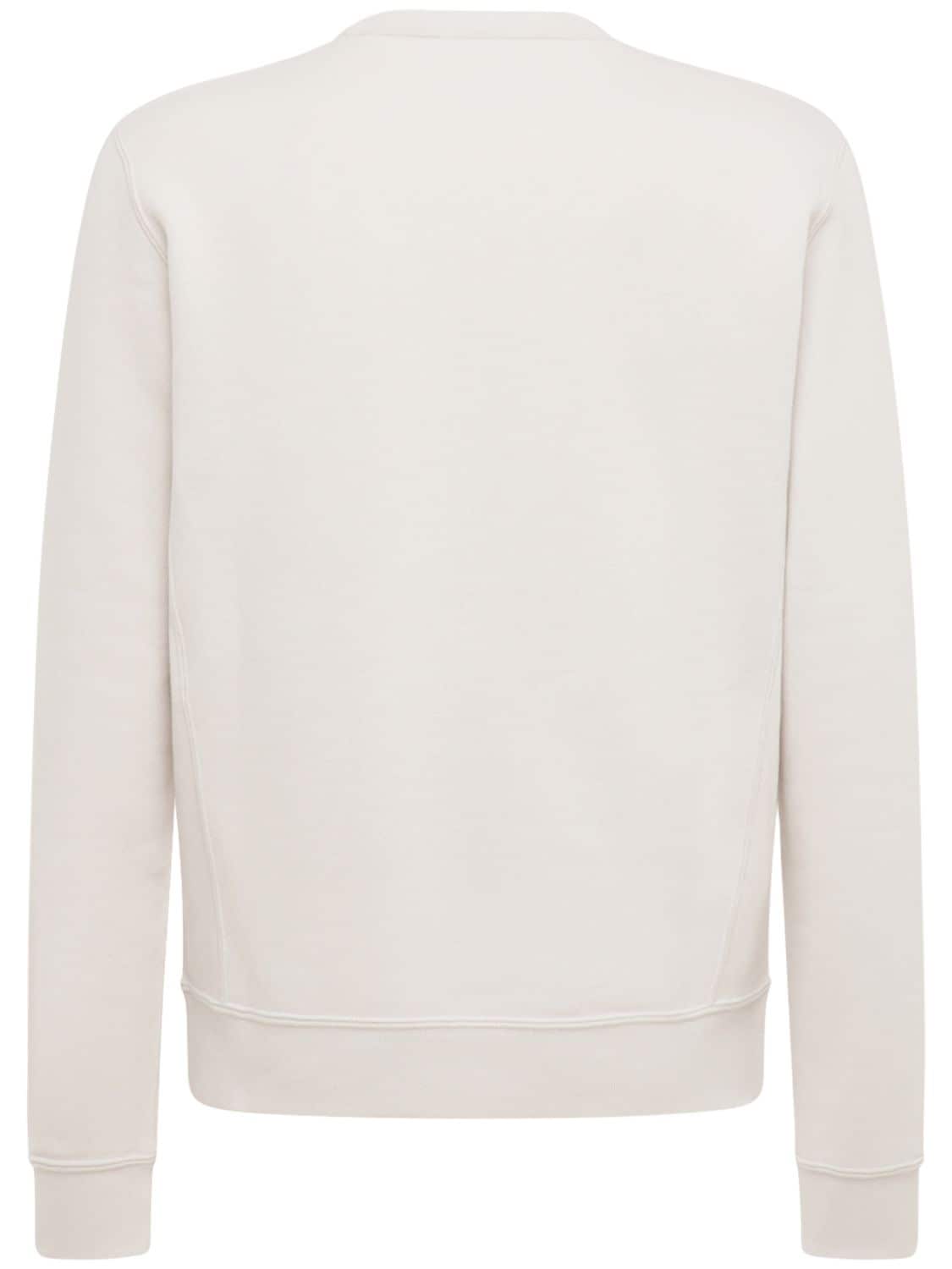 Shop Saint Laurent Logo Print Cotton Sweatshirt In White