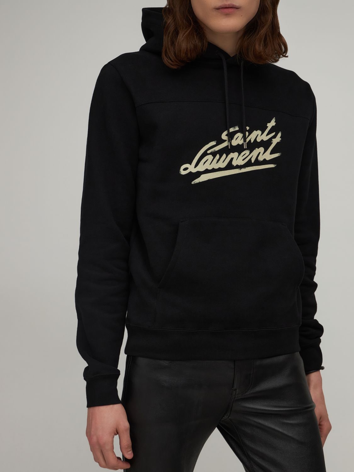 Saint Laurent '50s Signature Logo Graphic Hoodie In Black | ModeSens