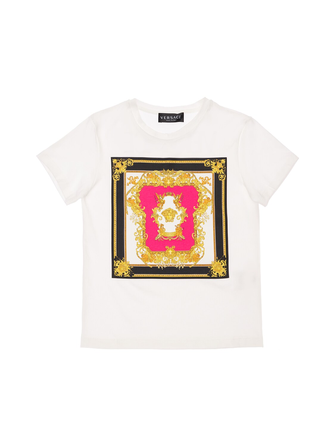 Versace Kids' Printed Cotton Jersey T-shirt In 화이트