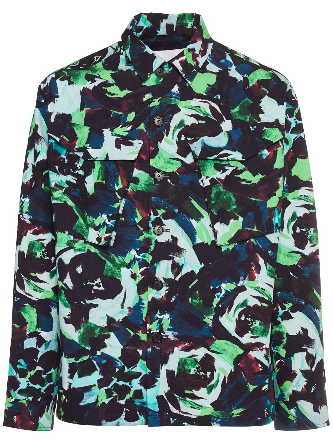 KENZO ALL OVER PRINTED COTTON WORKWEAR JACKET,74I3ER002-NTC1