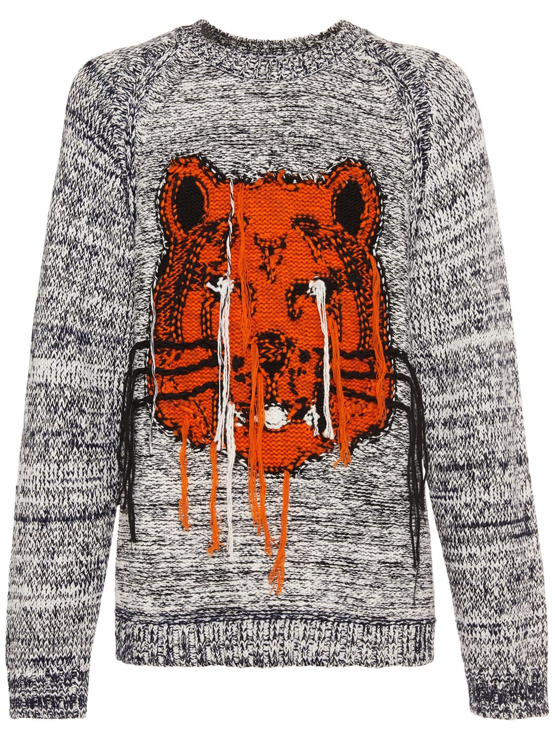 KENZO TIGER INTARSIA COTTON BLEND KNIT SWEATER,74I3ER015-OTM1