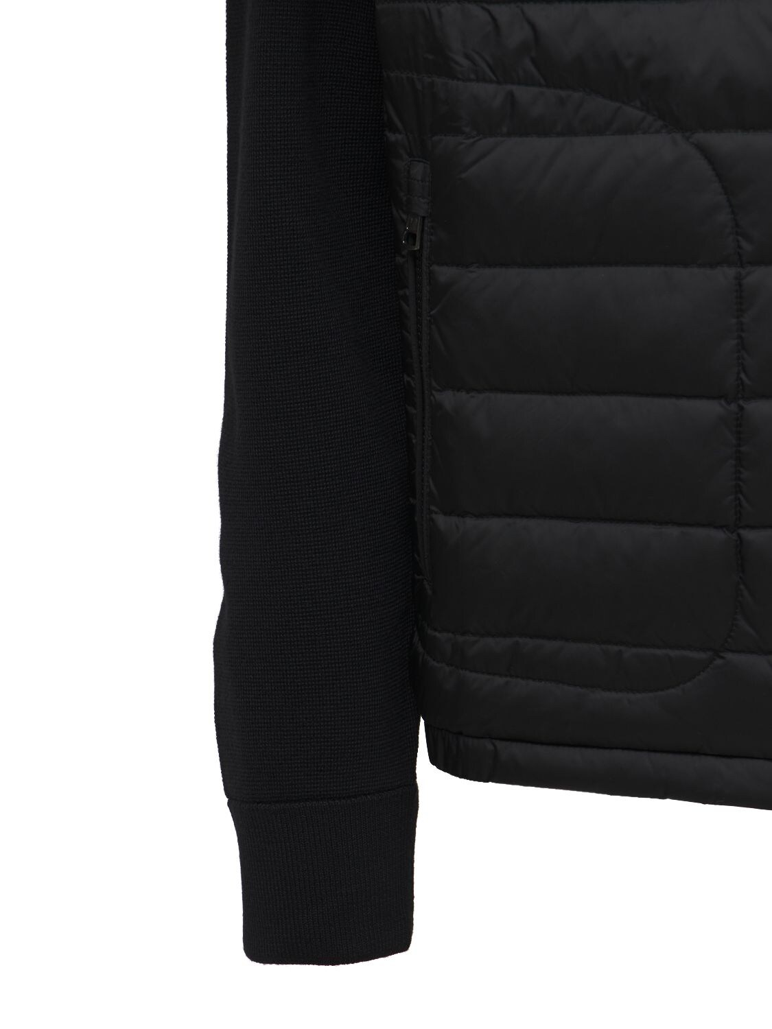 Shop Moncler Wool Blend Tricot Down Jacket In Black