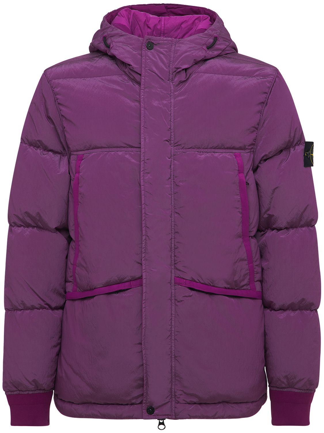 magenta puffer jacket