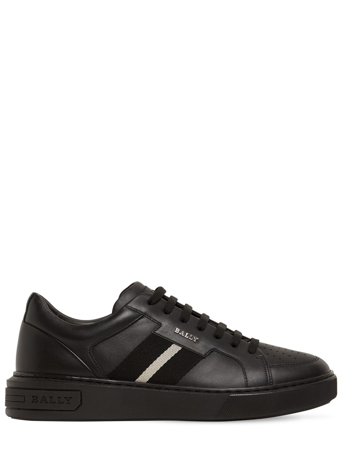 Bally Logo Stripe Leather Sneakers In Black ModeSens