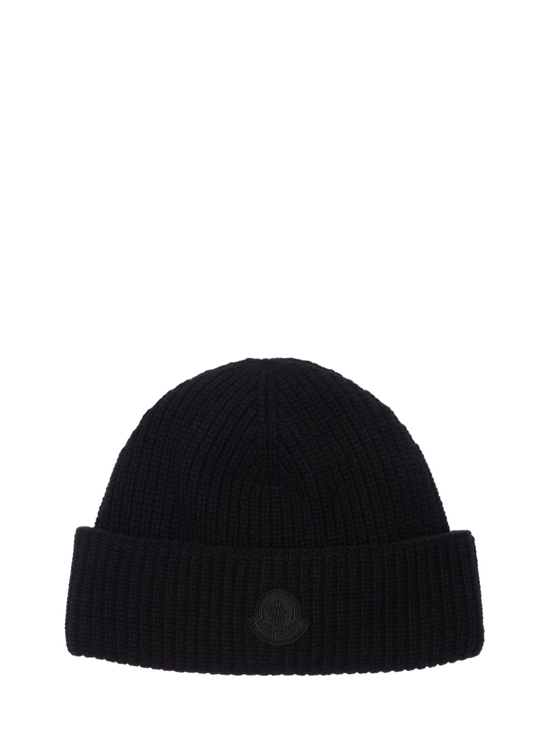 mens black moncler beanie hat